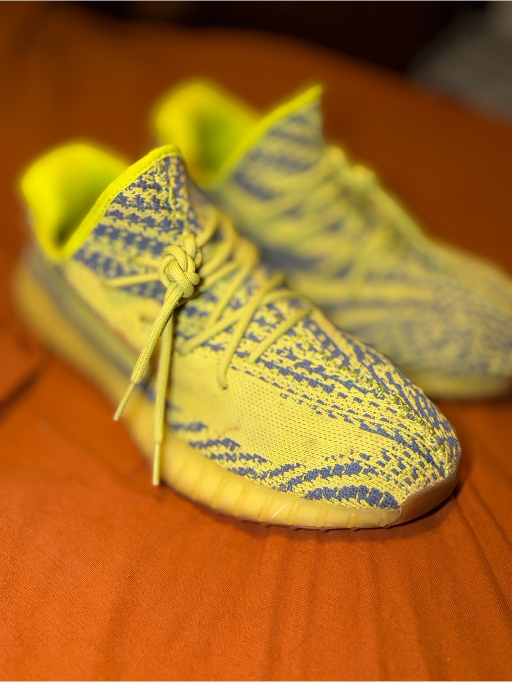 Adidas Yeezy “Semi-Frozen” Mens (Sz10) Yellow and Blue Knit Sneakers